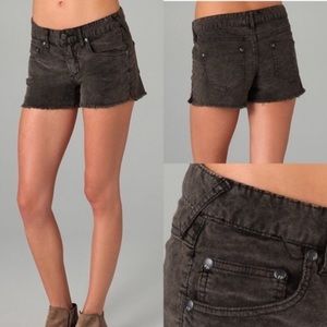 Free People Black Corduroy Raw Hem Shorts Size 25